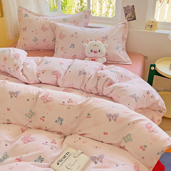 91家纺网 家纺一手货源 找家纺 2024新款全棉印花磨毛系列四件套 名媛