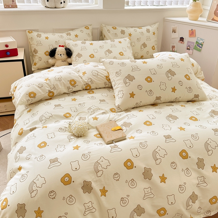 91家纺网 家纺一手货源 找家纺 柠馨 2024新款全棉印花四件套 星空熊