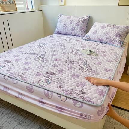 91家纺网 家纺一手货源 找家纺 予梦家纺 2024新款水洗棉印花夹棉床笠 星黛露宝贝