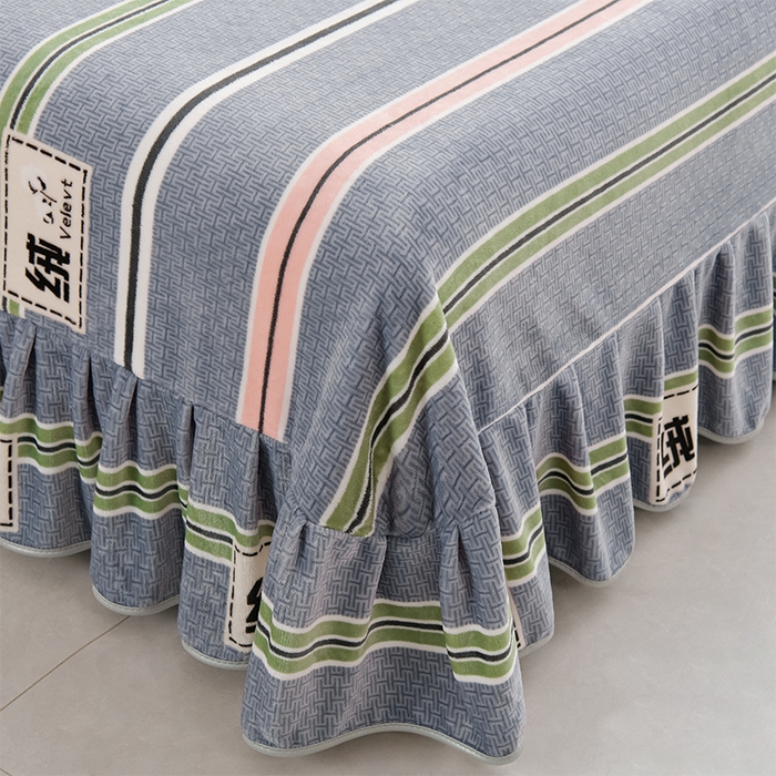 91家纺网 家纺一手货源 找家纺 爱洛家纺 2024新款高克重牛奶绒印花四件套 彩色条纹