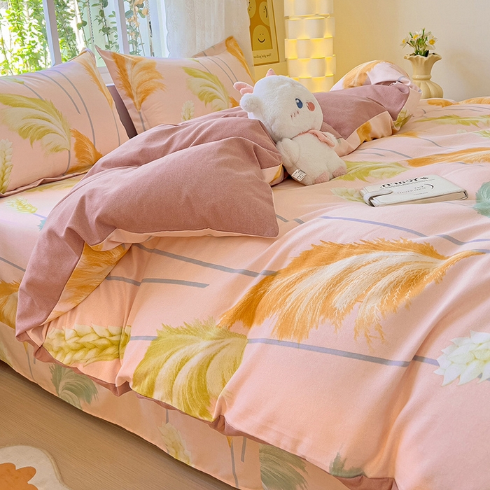 91家纺网 家纺一手货源 找家纺 2024新款全棉印花磨毛系列四件套 一帘幽梦