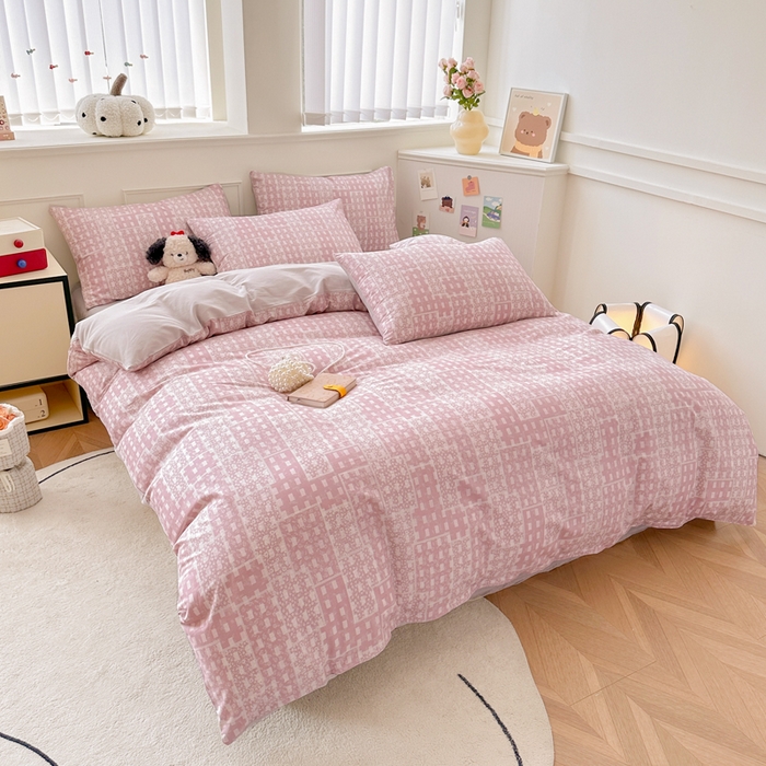 91家纺网 家纺一手货源 找家纺 柠馨 2024新款全棉印花四件套 浅阳