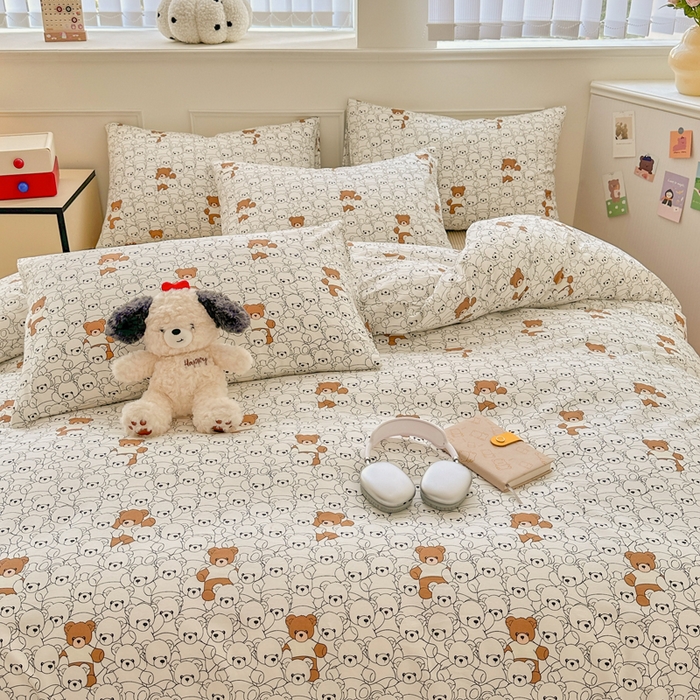 91家纺网 家纺一手货源 找家纺 柠馨 2024新款全棉印花四件套 维尼