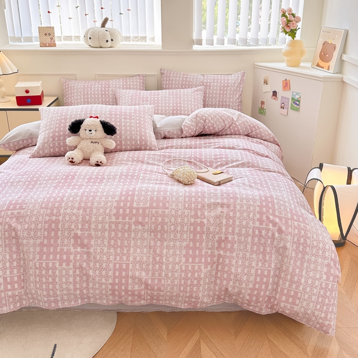 91家纺网 家纺一手货源 找家纺 柠馨 2024新款全棉印花四件套 浅阳