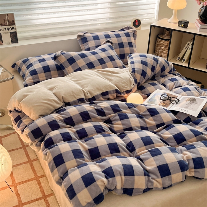 91家纺网 家纺一手货源 找家纺 （总）启程家纺 2024新款无印风A类牛奶绒四件套