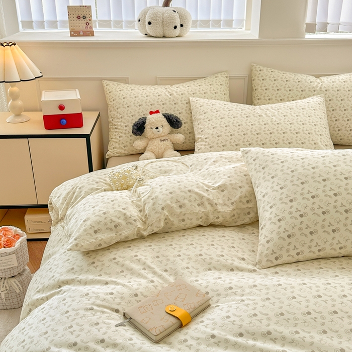 91家纺网 家纺一手货源 找家纺 柠馨 2024新款全棉印花四件套 花夕