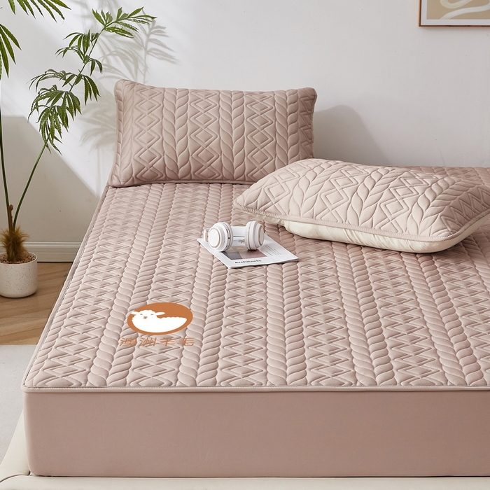 91家纺网 家纺一手货源 找家纺 卡派 2024新款大床款羊毛床笠-富贵竹 富贵竹-卡其