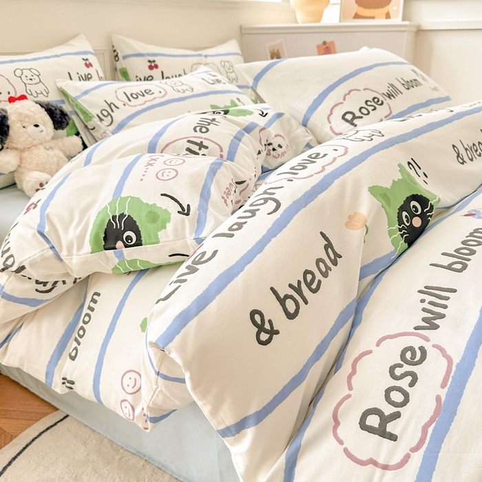 91家纺网 家纺一手货源 找家纺 柠馨 2024新款全棉印花四件套 喵星人