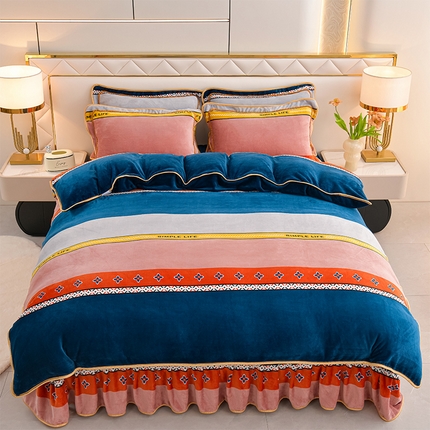 91家纺网 家纺一手货源 找家纺 （总）爱洛家纺 2024新款高克重印花牛奶绒四件套直播爆款