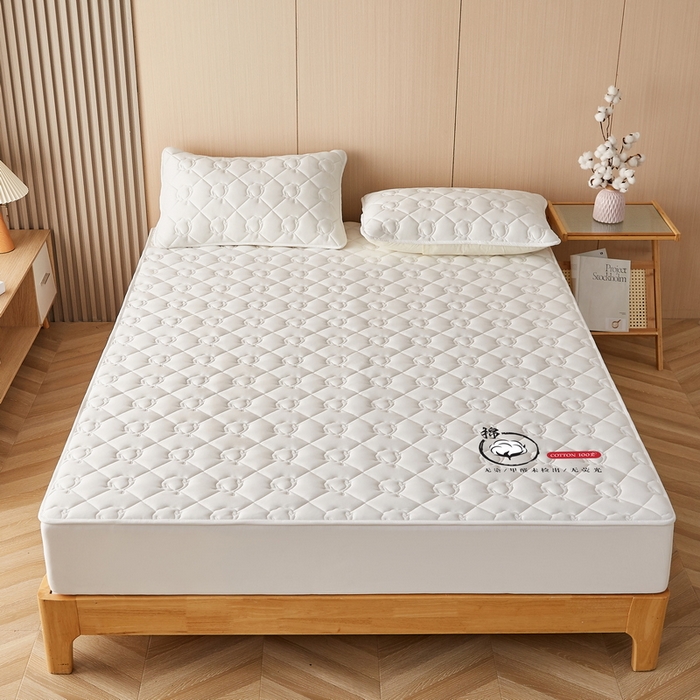 91家纺网 家纺一手货源 找家纺 卡派 2024新款水洗棉棉花床笠 棉花-白