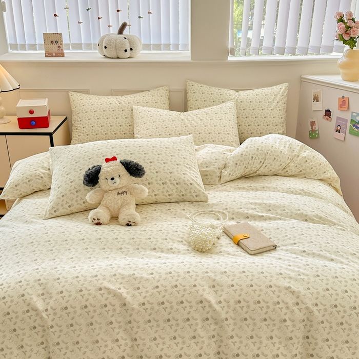 91家纺网 家纺一手货源 找家纺 柠馨 2024新款全棉印花四件套 花夕