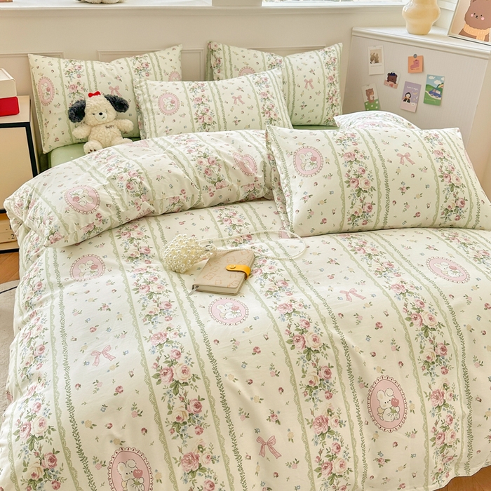 91家纺网 家纺一手货源 找家纺 柠馨 2024新款全棉印花四件套 兔吻