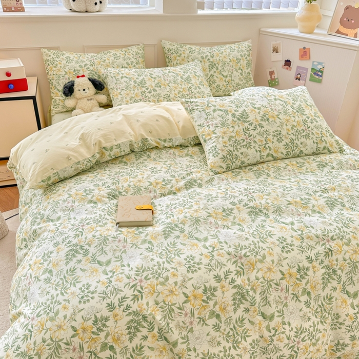 91家纺网 家纺一手货源 找家纺 柠馨 2024新款全棉印花四件套 春觅