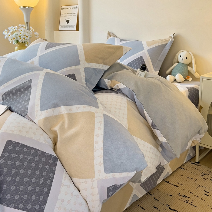 91家纺网 家纺一手货源 找家纺 2024新款全棉印花磨毛系列四件套 克洛因