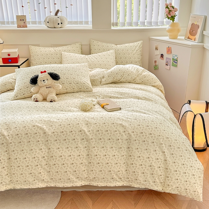 91家纺网 家纺一手货源 找家纺 柠馨 2024新款全棉印花四件套 花夕