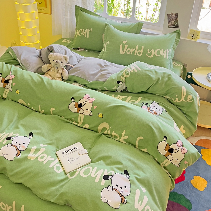 91家纺网 家纺一手货源 找家纺 2024新款全棉印花磨毛系列四件套 萌宠宝贝