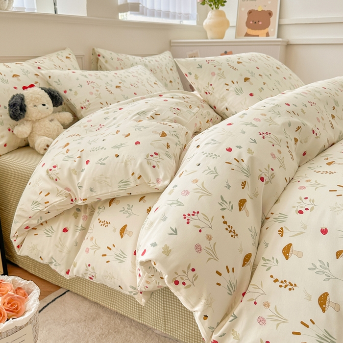 91家纺网 家纺一手货源 找家纺 柠馨 2024新款全棉印花四件套 阳光森林