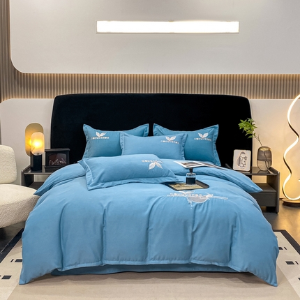 91家纺网 家纺一手货源 找家纺 （总）昊翔家纺 2025新款全棉磨毛绣花四件套