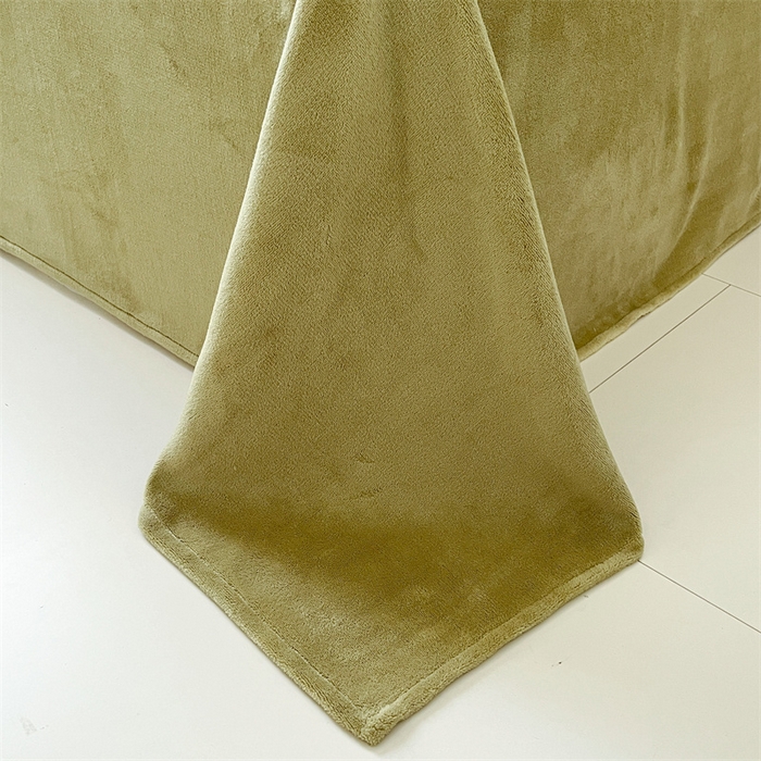 91家纺网 家纺一手货源 找家纺 启程家纺 2024新款无印风A类牛奶绒四件套 条纹-芥末绿