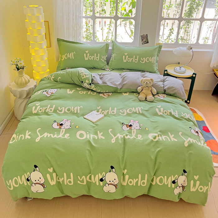 91家纺网 家纺一手货源 找家纺 2024新款全棉印花磨毛系列四件套 萌宠宝贝