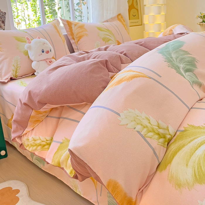 91家纺网 家纺一手货源 找家纺 2024新款全棉印花磨毛系列四件套 一帘幽梦