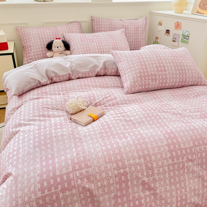 91家纺网 家纺一手货源 找家纺 柠馨 2024新款全棉印花四件套 浅阳