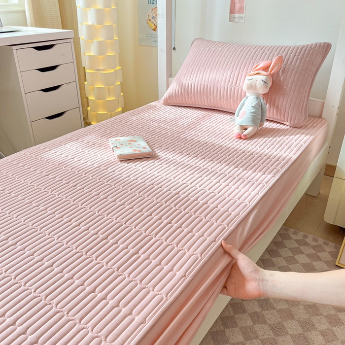 91家纺网 家纺一手货源 找家纺 芬晴家纺 2024新款A类全棉水洗棉大豆棉床笠-漫游（学生床） 漫游-嫩粉