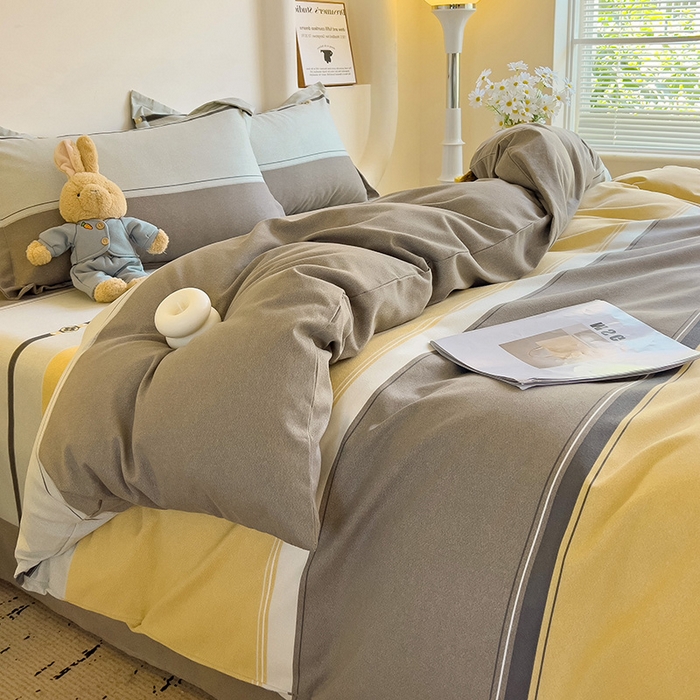 91家纺网 家纺一手货源 找家纺 2024新款全棉印花磨毛系列四件套 小欢喜