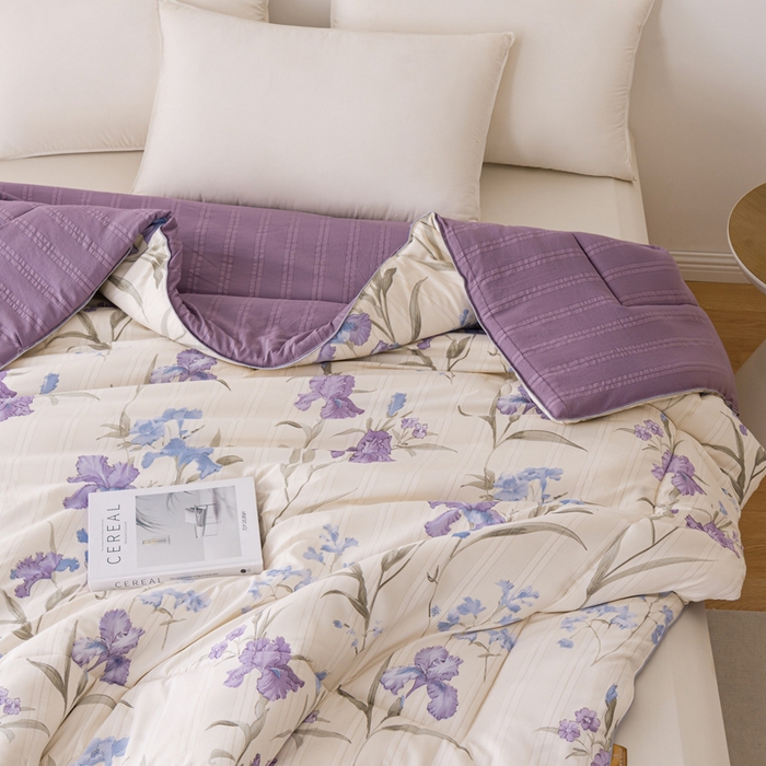 91家纺网 家纺一手货源 找家纺 爱宝被业 2024新款提花云纱棉印花被 花团锦簇