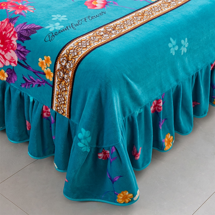 91家纺网 家纺一手货源 找家纺 爱洛家纺 2024新款高克重牛奶绒印花四件套 纷然花语