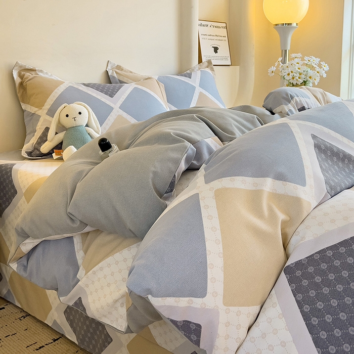 91家纺网 家纺一手货源 找家纺 2024新款全棉印花磨毛系列四件套 克洛因