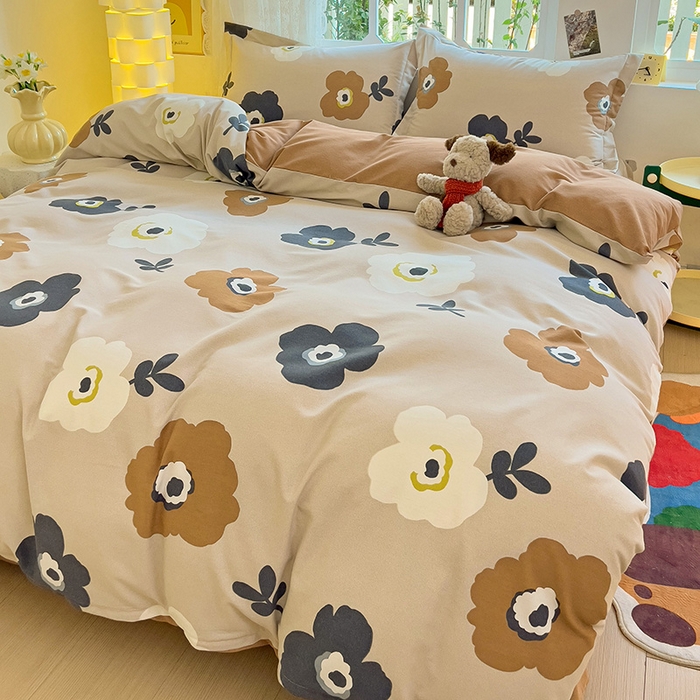 91家纺网 家纺一手货源 找家纺 2024新款全棉印花磨毛系列四件套 温柔可可