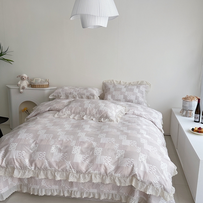 91家纺网 家纺一手货源 找家纺 佰织鑫家居 2024新款全棉法式床盖款四件套 芳柔