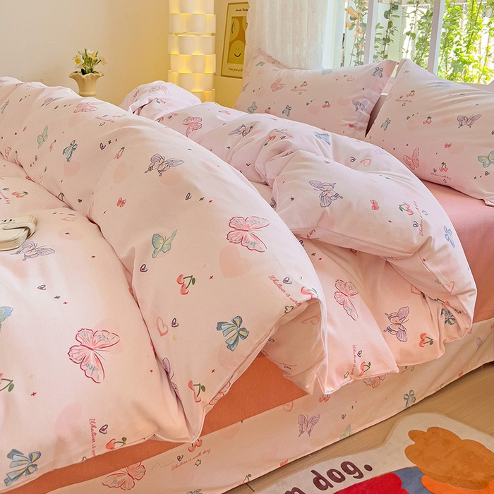 91家纺网 家纺一手货源 找家纺 2024新款全棉印花磨毛系列四件套 名媛