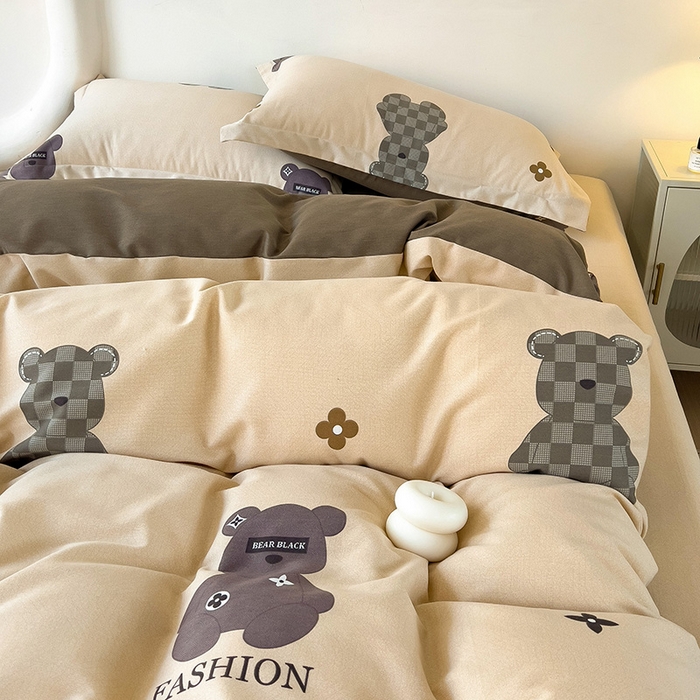 91家纺网 家纺一手货源 找家纺 2024新款全棉印花磨毛系列四件套 欧尼熊