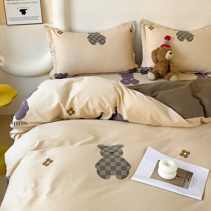 91家纺网 家纺一手货源 找家纺 2024新款全棉印花磨毛系列四件套 欧尼熊