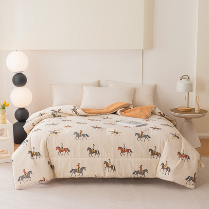 爱宝被业 2024新款提花云纱棉印花被 马到成功