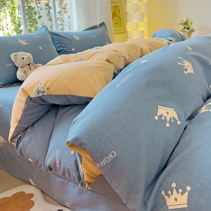 91家纺网 家纺一手货源 找家纺 2024新款全棉印花磨毛系列四件套 星星点灯