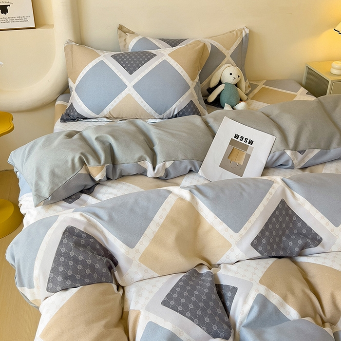 91家纺网 家纺一手货源 找家纺 2024新款全棉印花磨毛系列四件套 克洛因