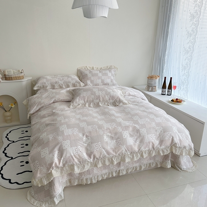 91家纺网 家纺一手货源 找家纺 佰织鑫家居 2024新款全棉法式床盖款四件套 芳柔