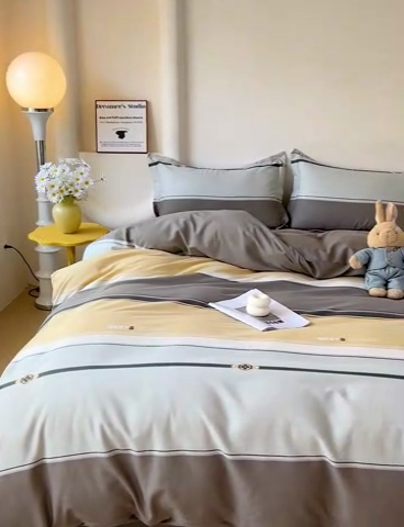 91家纺网 家纺一手货源 找家纺 2024新款全棉印花磨毛系列四件套 小欢喜