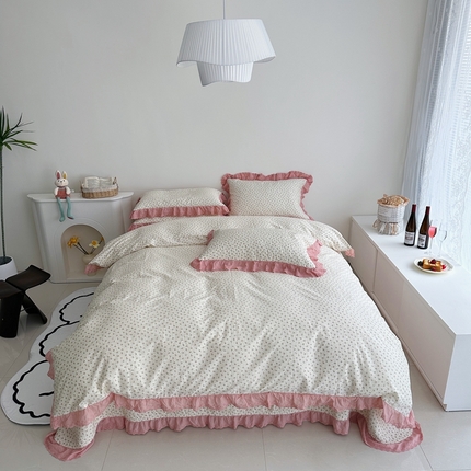 佰织鑫家居 2024新款全棉法式床盖款四件套 花蜜