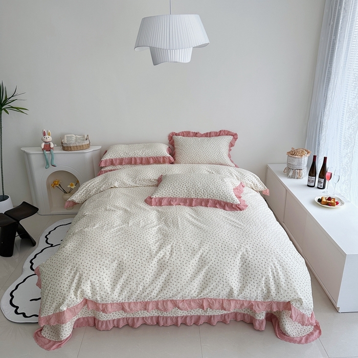 91家纺网 家纺一手货源 找家纺 佰织鑫家居 2024新款全棉法式床盖款四件套 花蜜