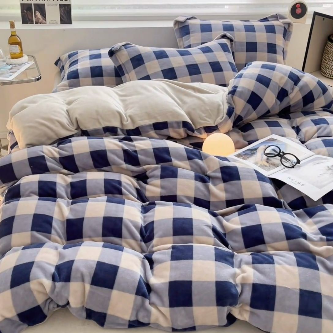 91家纺网 家纺一手货源 找家纺 （总）启程家纺 2024新款无印风A类牛奶绒四件套