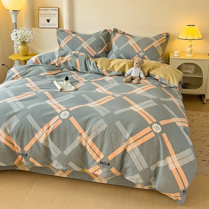 91家纺网 家纺一手货源 找家纺 2024新款全棉印花磨毛系列四件套 浓情摩卡