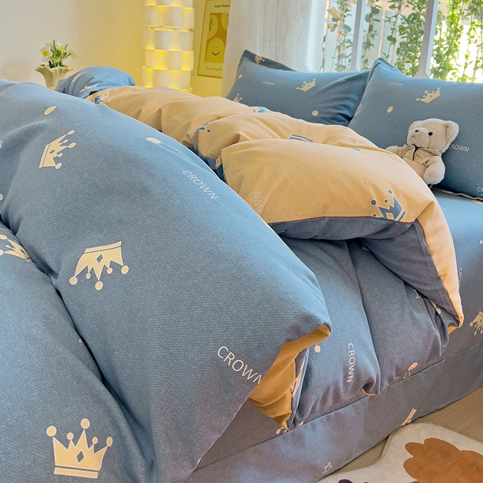 91家纺网 家纺一手货源 找家纺 2024新款全棉印花磨毛系列四件套 星星点灯