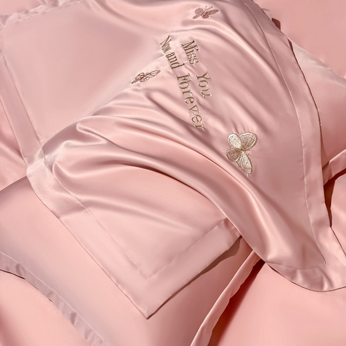 91家纺网 家纺一手货源 找家纺 梧桐家居 2024新款冰丝四件套-蝴蝶 蝴蝶-豆沙