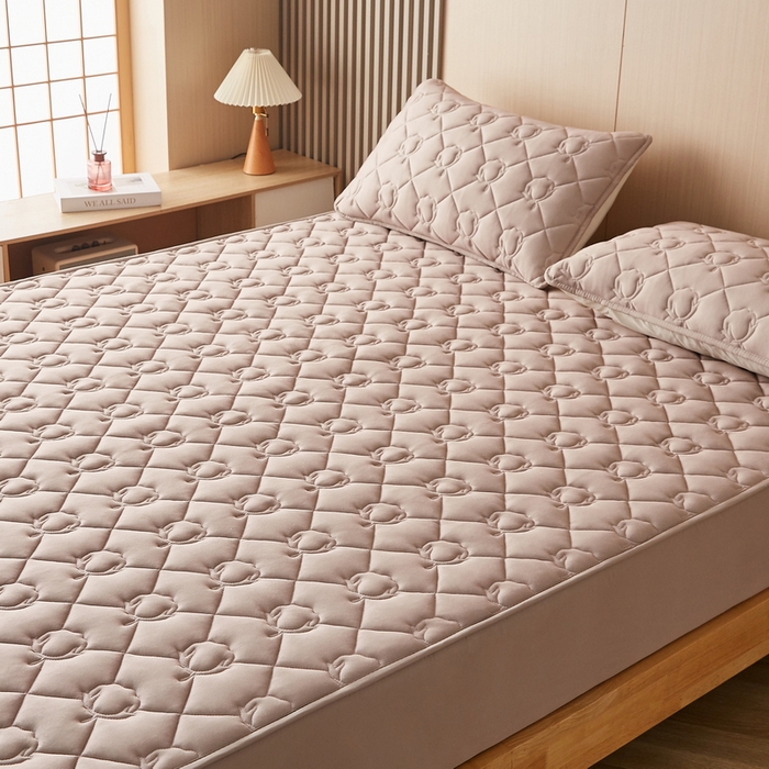 91家纺网 家纺一手货源 找家纺 卡派 2024新款水洗棉棉花床笠 棉花-卡其