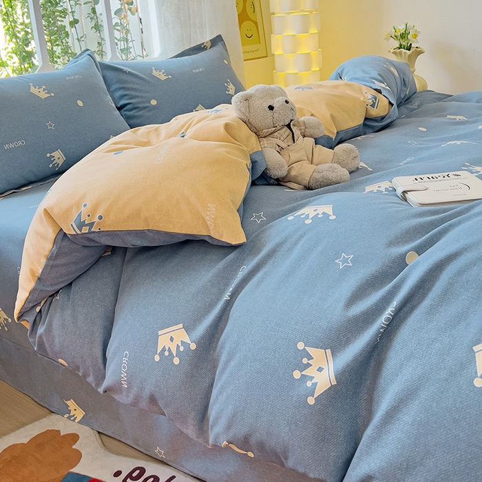 91家纺网 家纺一手货源 找家纺 2024新款全棉印花磨毛系列四件套 星星点灯