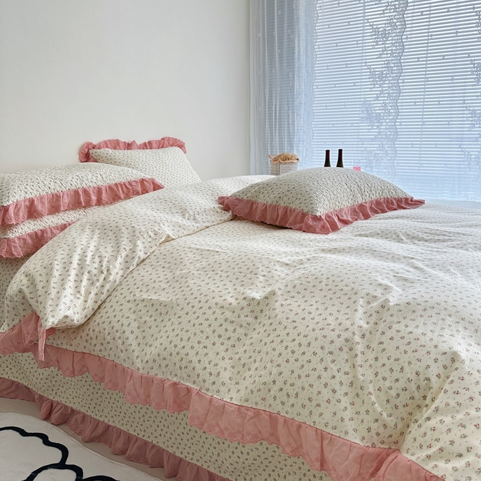 91家纺网 家纺一手货源 找家纺 佰织鑫家居 2024新款全棉法式床盖款四件套 花蜜